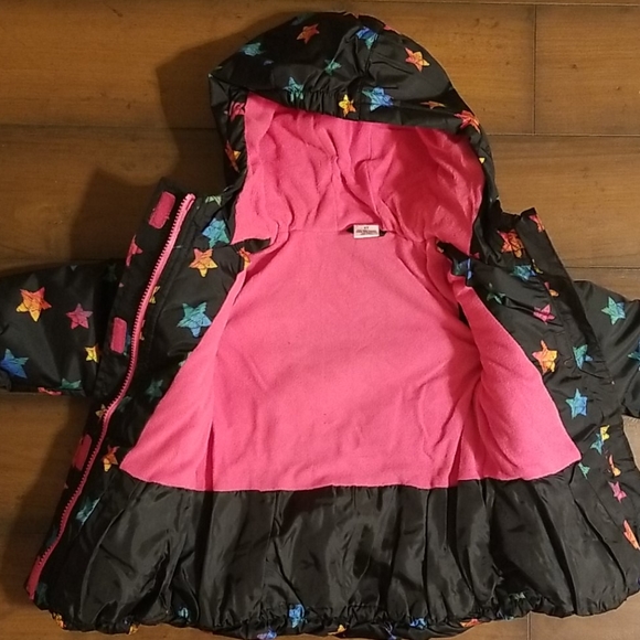 3T Black Rainbow Star Hooded Puffer Coat - Picture 6 of 9
